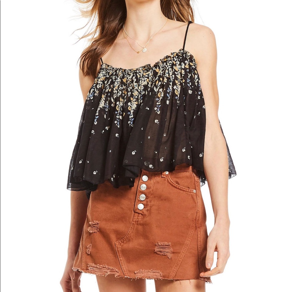 FREE PEOPLE black floral tank